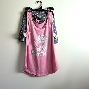 Spree intimates size M two pieces set “life happens coffee helps”